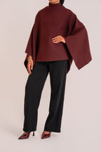 Cape en maille bordeaux