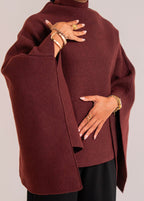 Cape en maille bordeaux