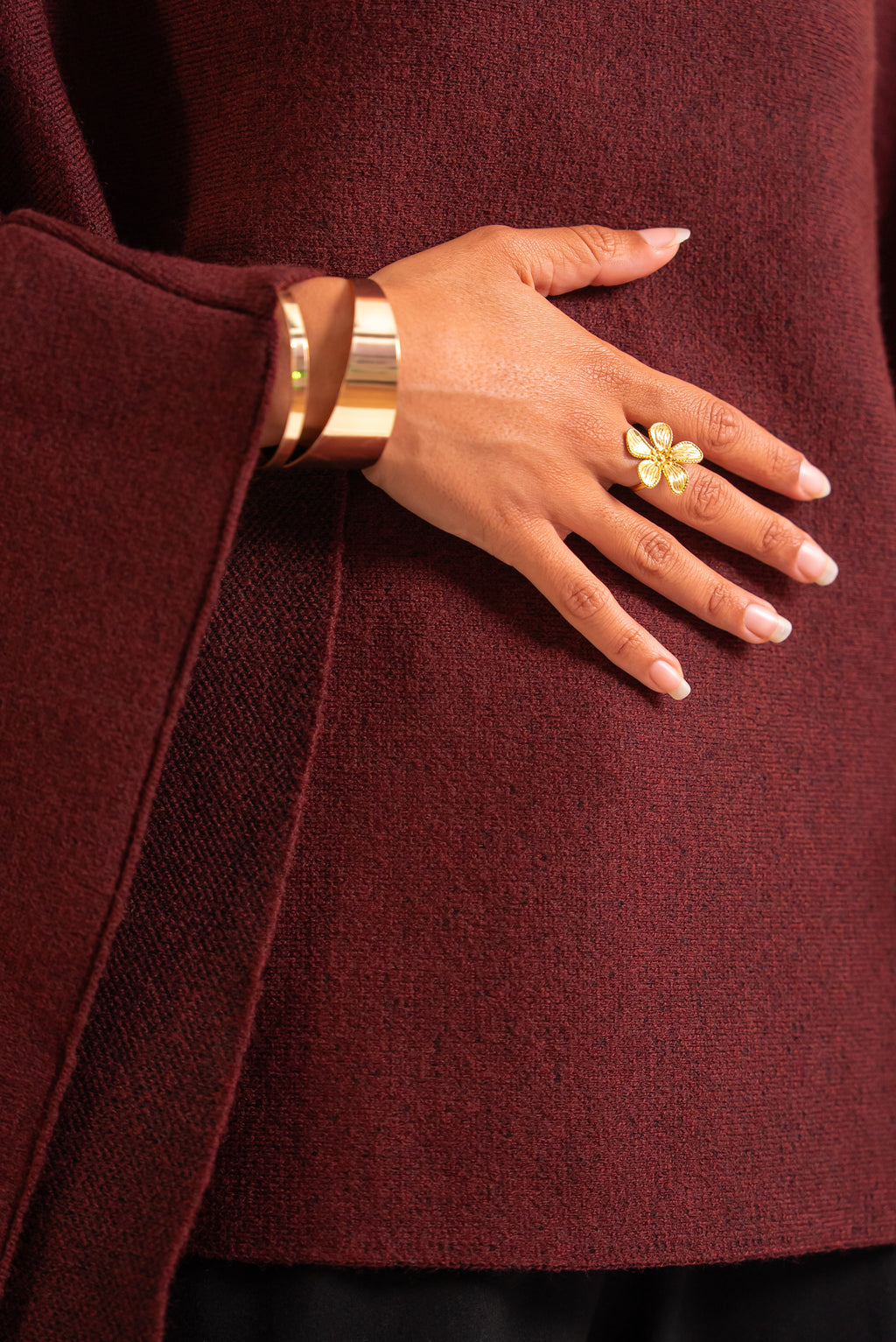 Cape en maille bordeaux